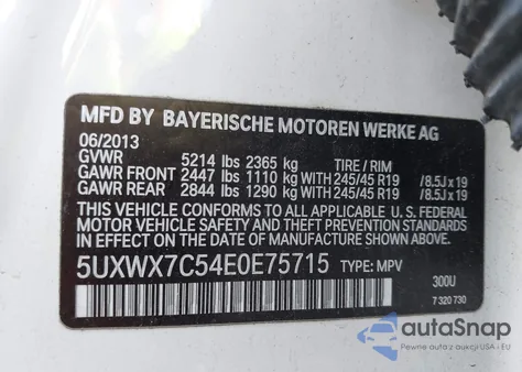 2014 BMW X3 xDrive35I z USA, uszkodzony, nr VIN 5UXWX7C54E0E75715